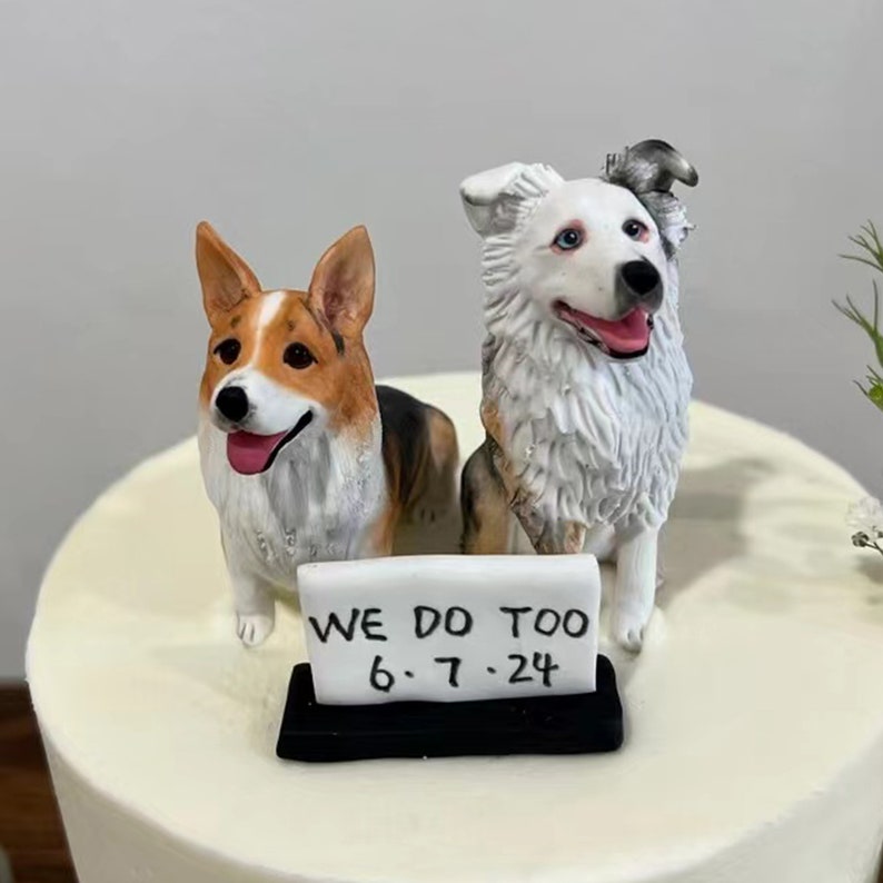 Personalized custom dog wedding cake topper , pet cake topper，Pets Birthday，cat cake topper , Anniversary pet，dog Figurines，Dogs birthday