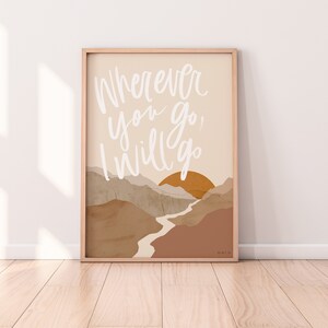 Sunset Christian Wall Art, Ruth 1,16, Wherever You Go I Will Go, Modern ...