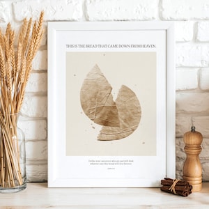This is the bread that came down from heaven, John 6:58 Christian Wall Art, First Communion Poster, Jesus Christ, Eucharist illustration