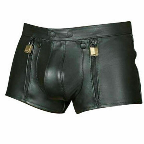 Mens Real Cow Leather Black Shorts Clubwear or Bondage Genuine Leather Made to Measure