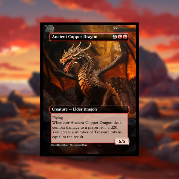 Ancient Copper Dragon MTG Proxy - Custom Game Card for Commander Proxy Ancient Copper Dragon Proxies