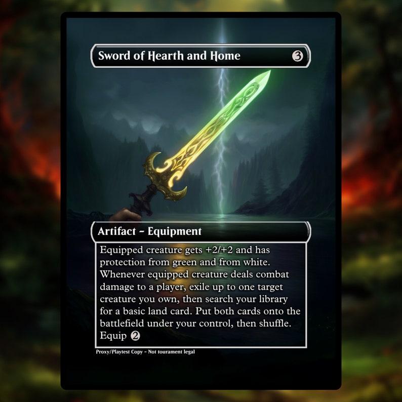 Sword of Hearth and Home Proxy Clear Frame Custom Game Card for Commander Proxy Sword of Hearth