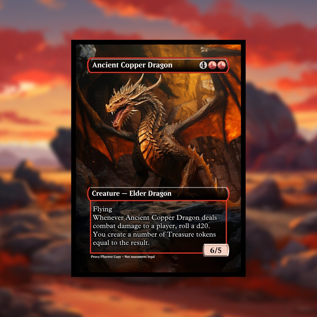 Ancient Copper Dragon MTG Proxy Clear Frame Custom Art Game Cards for ...
