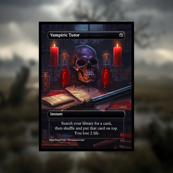 Vampiric Tutor Proxy - Clear Frame - Custom Game Cards for Commander - High-Quality Full-Art Cards - Vampiric Tutor Proxies