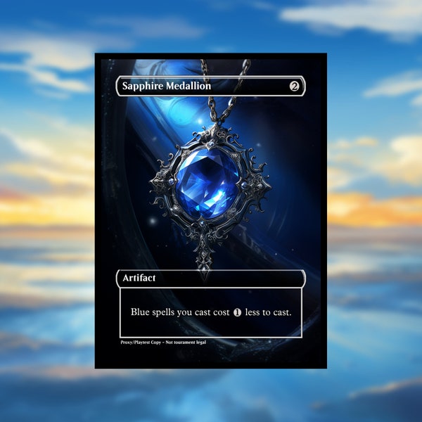 Sapphire Medallion Proxy - Clear Frame - Custom Game Card for Commander Proxy Sapphire Medallion Proxies