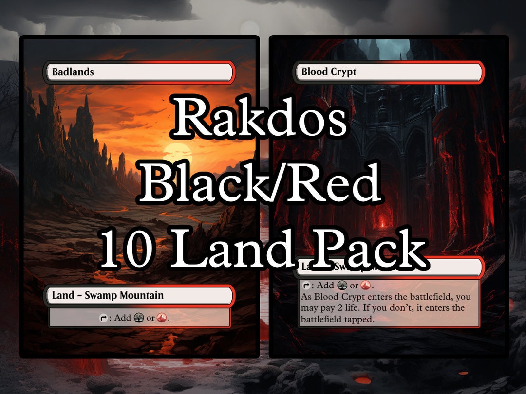 Rakdos Land Pack 10 Black and Red Dual Land Cards Custom Game Cards for