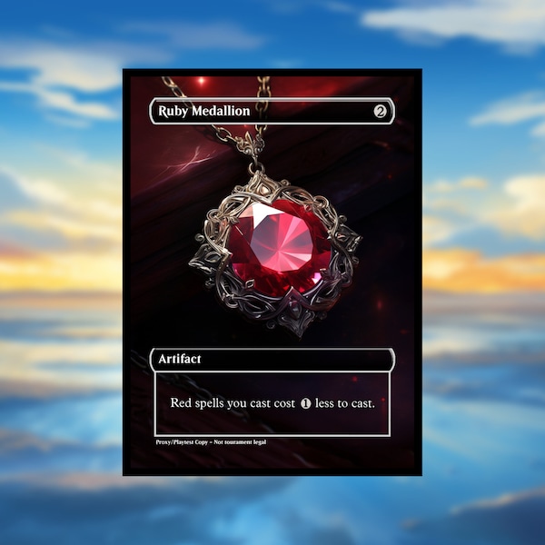 Ruby Medallion Proxy - Clear Frame - Custom Game Card for Commander Proxy Ruby Medallion Proxies