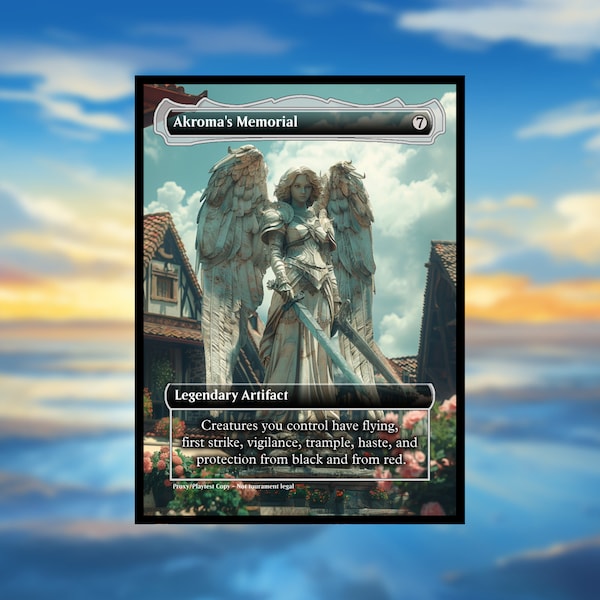 Akroma's Memorial MTG Proxy - Clear Frame - Custom Art Game Cards for Commander MTG Compatible - Proxy Akromas Memorial Proxies