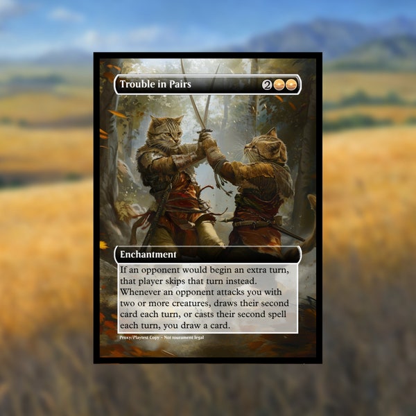 Trouble in Pairs Proxy MTG Compatible - Cat Art/Regular Frame - Custom Game Cards for Commander Proxy Trouble in Pairs Proxies