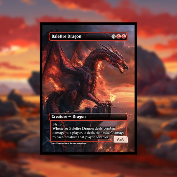 Balefire Dragon MTG Proxy - Clear Frame - Custom Art Game Card for Commander Proxy Balefire Dragon Proxies  Dragon Proxy