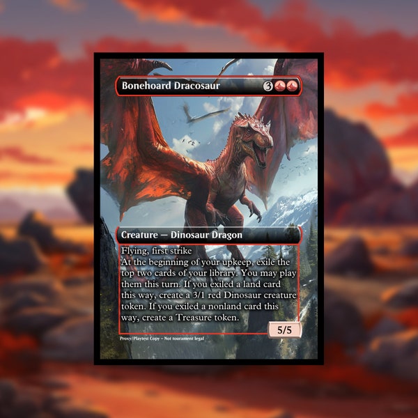 Bonehoard Dracosaur MTG Proxy - Clear Frame - Version 2 Art - Custom Card for Commander Proxy Bonehoard Dracosaur Proxies Dinosaur Dragon