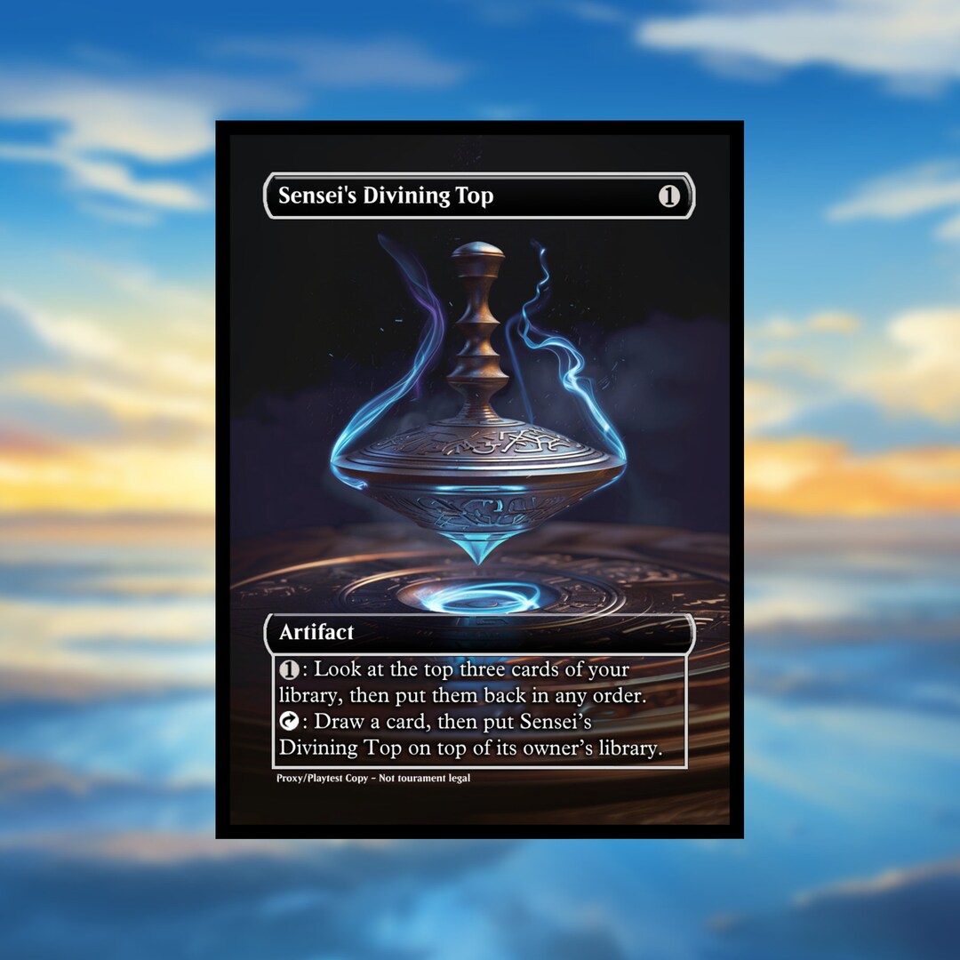 Sensei's Divining Top Proxy Clear Frame Custom Game Card for Commander