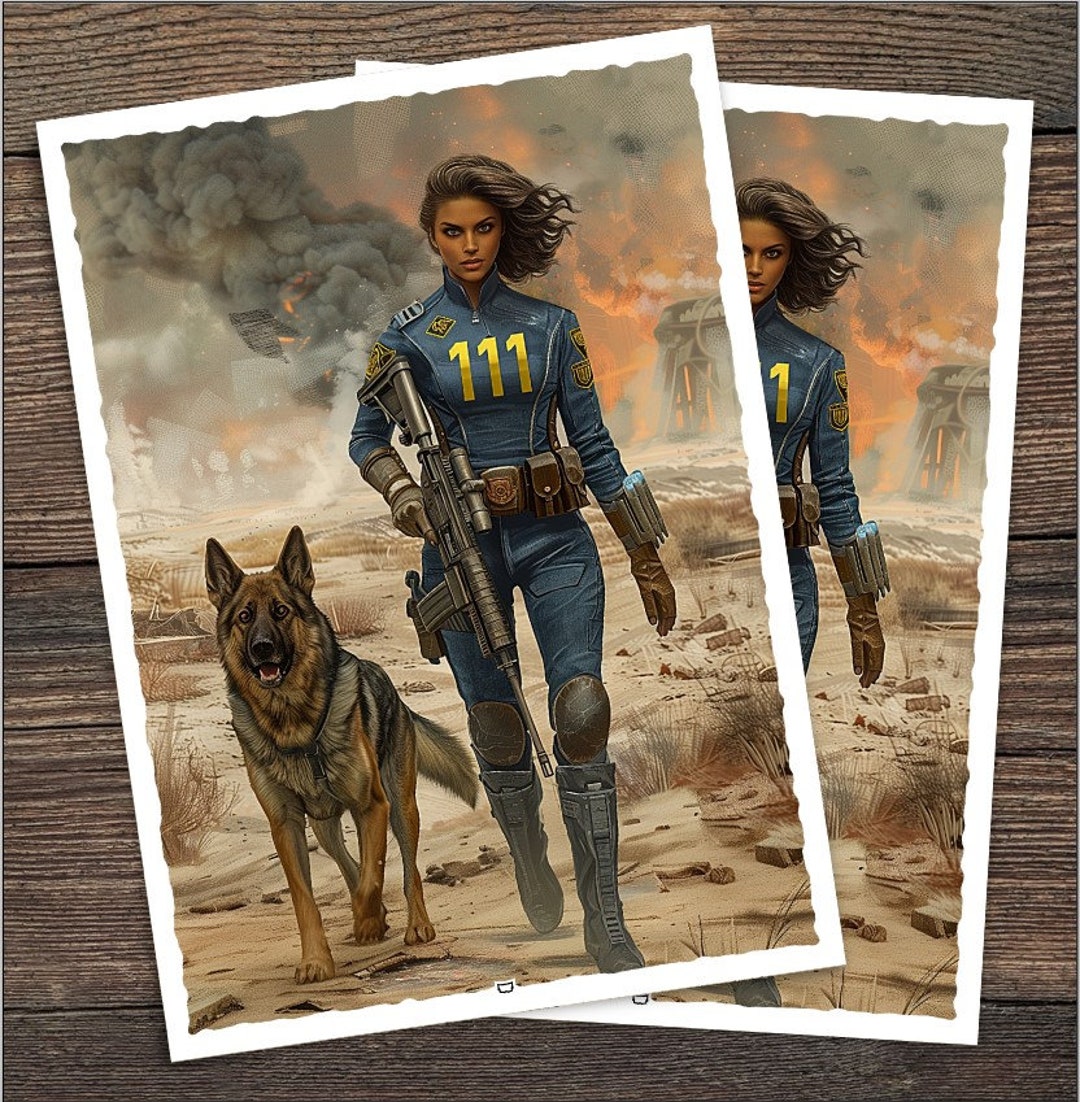 Fallout Inspired Custom Card Game Sleeves Woman Survivor and Dog Custom ...