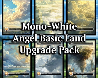 Angel Mono-White Basic Land MTG Proxy Pack - 18 Angel-Themed Basic Plains Lands for Commander