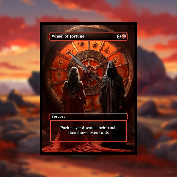 Wheel of Fortune MTG Proxy - Clear Frame - Custom Art Game Card for Commander Proxy Wheel of Fortune Proxies