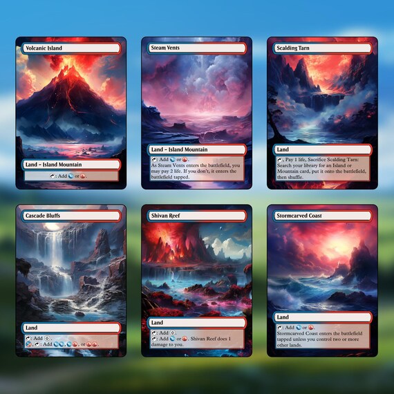Izzet (blue and Red) Dual Land Mtg Proxy Pack - 18 Custom