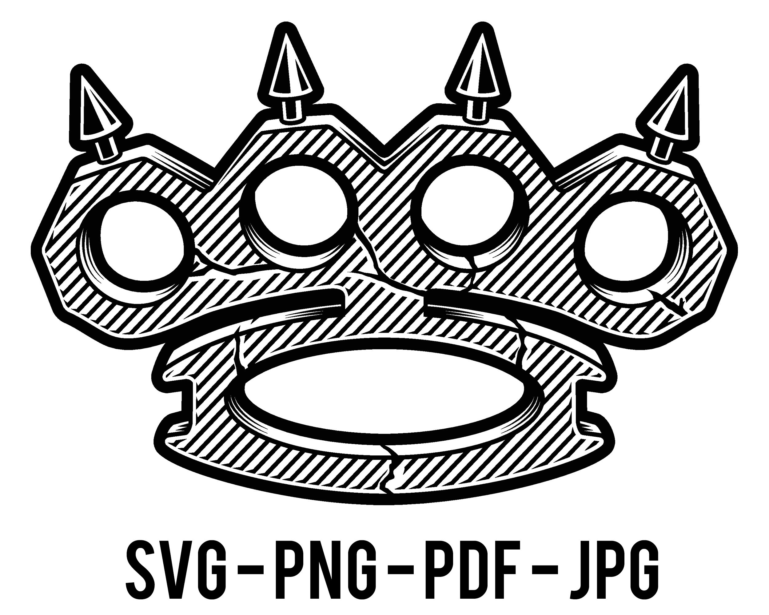Brass Knuckles Silhouette Clipart SVG PNG Pdf Jpg Etsy