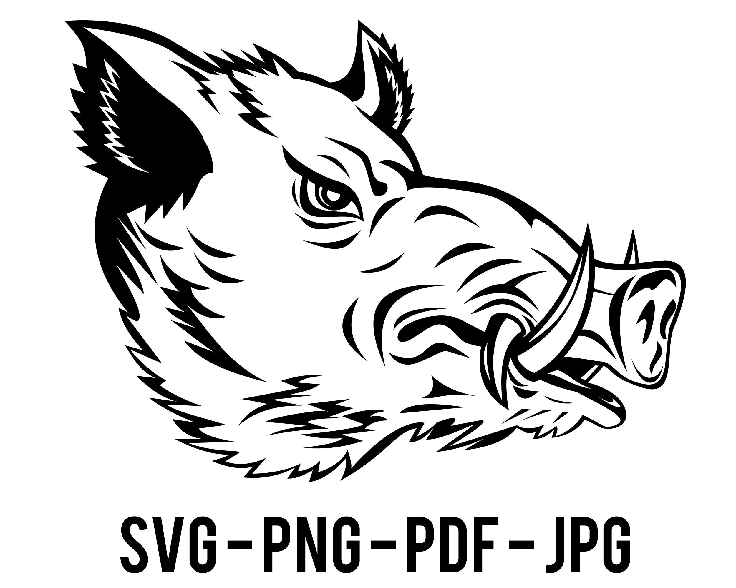 Wild Boar Hog Boar Head Stencil Clipart SVG PNG Pdf Etsy Israel