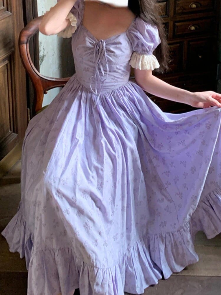 Purple Floral Fairy Dress Princess Midi Dress for Women - Etsy