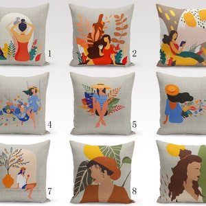 Serene Recreation: Abstract Women Finding Joy in Leisure Time Pillow Tops, Decorative Cushion Cover, Gift for Her, Housewarming gift