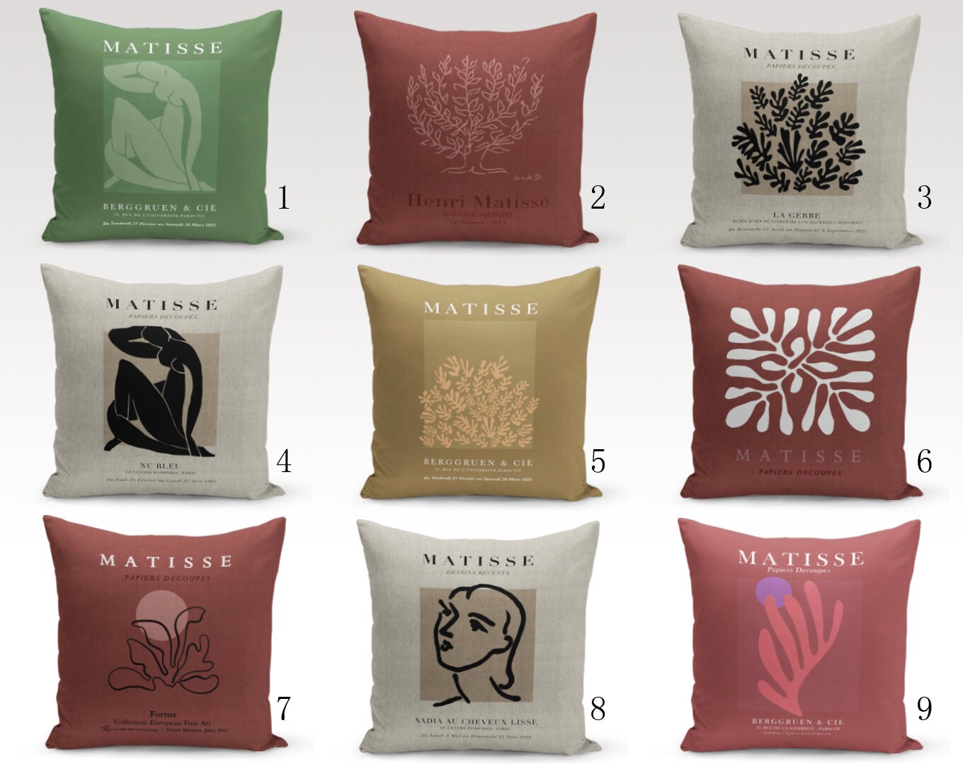 Matisse's Masterpieces: Experience the Vibrant World of Papier Découpé on Stunning Pillow Covers, Decorative Pillows Tops, Housewarming Gift