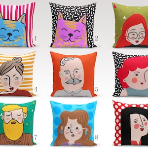 Colorful Personalities: Create a Playful Atmosphere with Cartoon Human Face Cushion Covers,  Iconic Expressions on Pillow Tops, Home Fashion