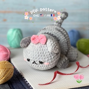 Crochet pattern cat, PDF (English & French), Amigurumi cat, crochet cat, crochet cat plush pattern, crochet kitty