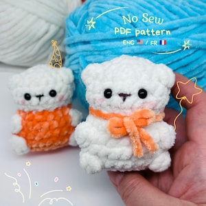 Bear No Sew Crochet Pattern, PDF (English and French), No Sew Amigurumi, fidget Crochet Pattern,  Plushie Pattern