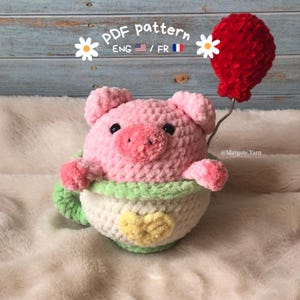 Crochet pig cup pattern (PDF file), amigurumi pig crochet pattern, crochet pig, crochet piggy