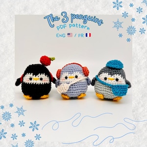 Penguins babies crochet pattern, PDF (English/French), amigurumi crochet pattern,  penguin doll, cute Crochet Pattern