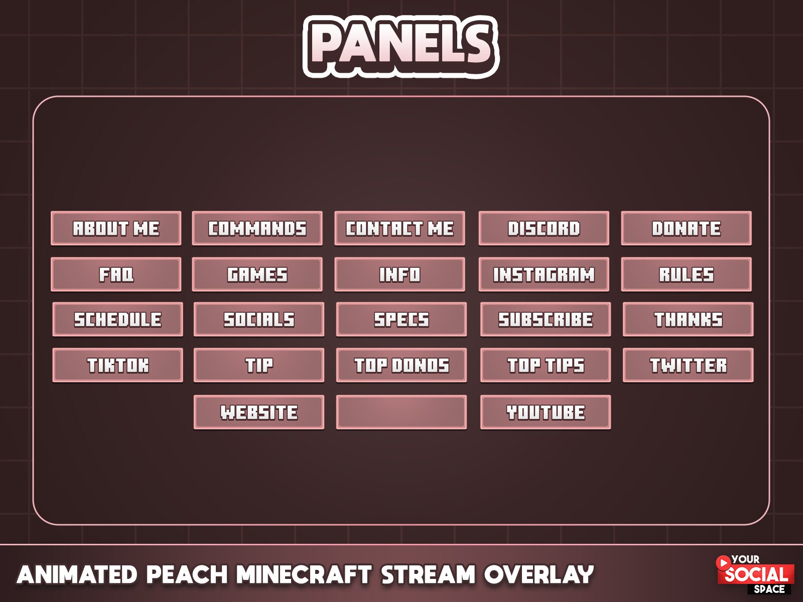 ANIMATED Minecraft Twitch Overlay Pack | Minecraft PEACH Package ...