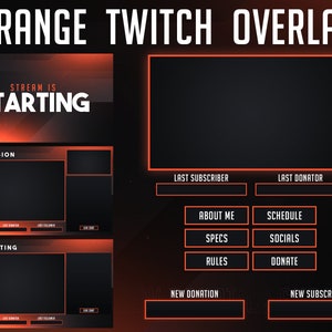 Animated Orange Twitch Overlay Package | Orange Twitch Overlay Animated | Simple | Orange and Black | Complete Stream Package | Clean | Dark