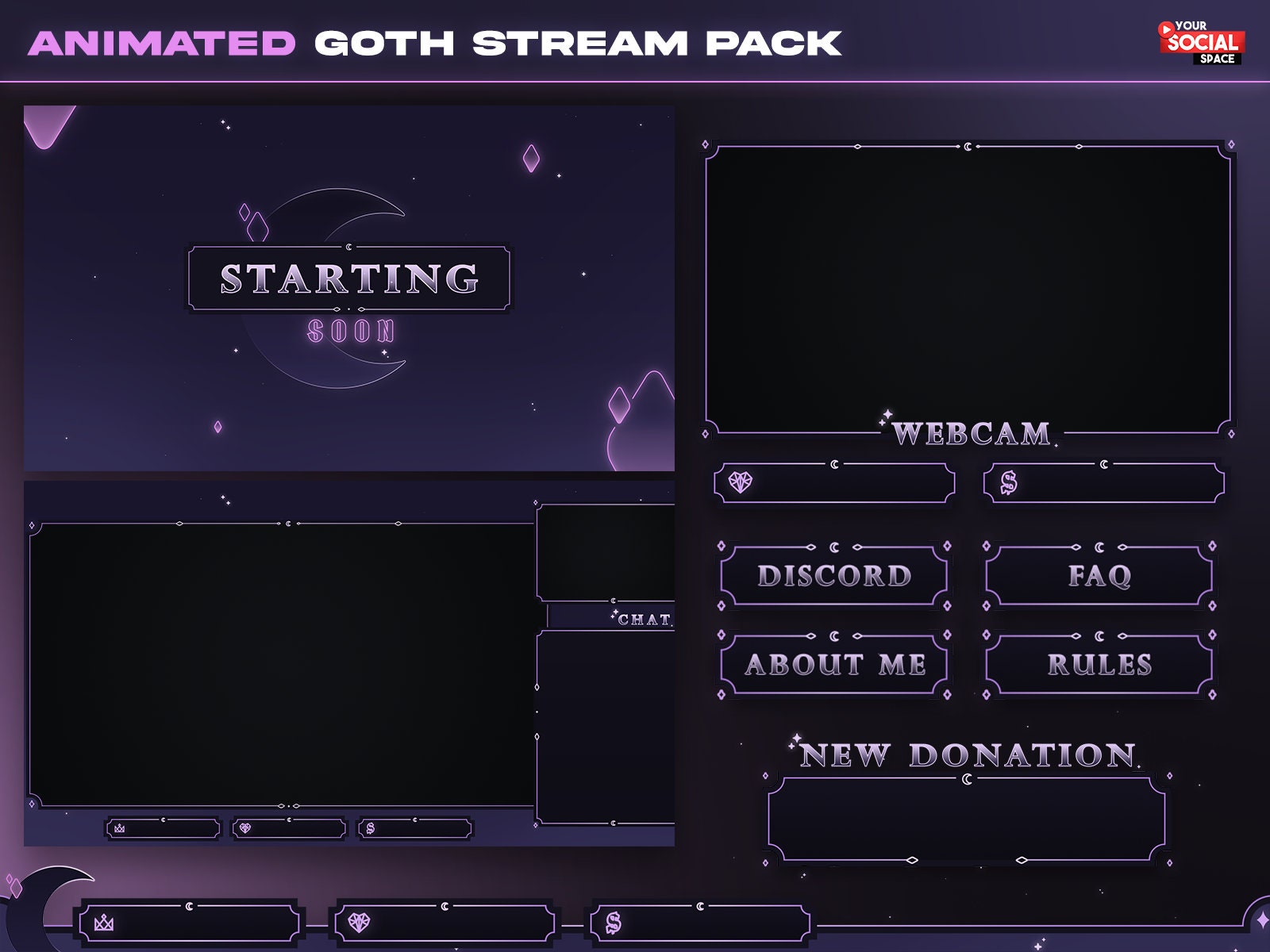 Animated Gothic Vampire Stream Overlay Just Chatting Overlay -  Canada