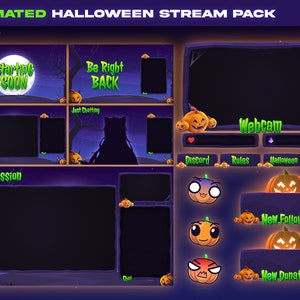 ANIMATED Halloween Stream Overlay | Animated Pumpkin Twitch Overlay Pack | Spooky Stream Package | Horror | Pumpkin | Goth | Gost | Witch