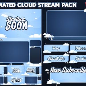 Animated Clouds Sky Twitch Overlay Package | Clouds With Blue Sky | Light Blue Full Stream Overlay Pack | Blue Clouds Live Pack