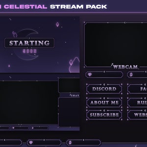 Goth Twitch Overlay | Witchy Twitch Overlay | Vtuber Overlay Pack | Celestical Gothic Stream Package | Moon and Diamonds | Horror | Ghost