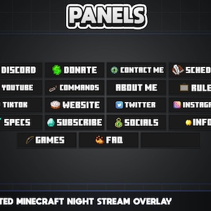 ANIMATED Minecraft Twitch Overlay Pack | Minecraft Night Package ...