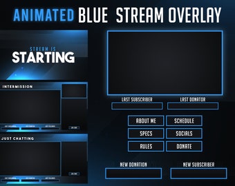 Geanimeerd Blue Twitch Stream Overlay-pakket