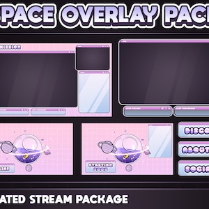 ANIMATED Cute Galaxy Twitch Overlay | Aesthetic Celestial Stars Space Stream | Cute Cosmic Pink Twitch | Mythic Pastel Sparkle Moon Theme