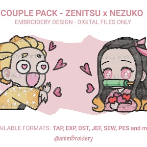 Valentine&#39;s Day Anime Embroidery Design, Machine Embroidery File, Anime Fan Art Embroidery, Instant Download