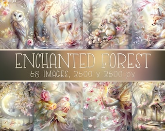 Enchanted Forest Digital Paper: Dreamy Scrapbook Designs (Digital Download)