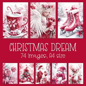 Paquete de impresiones digitales navideñas en rojo y blanco: fondos navideños modernos para scrapbooking y manualidades.