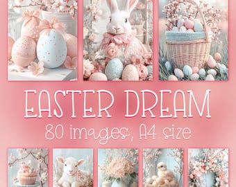 Digital Easter Junk Journal Pages in Pastel Colors: Bundle for Crafts, Cards & Scrapbooking