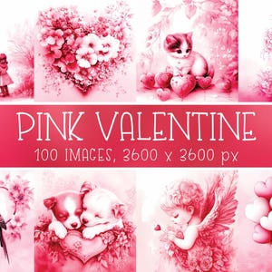 Papiers numériques roses Saint-Valentin et Galentine pour l'école, l'enseignant, la maternelle, la salle de classe, l'école maternelle, cartes Meilleur ami, album de scrapbooking, invitations