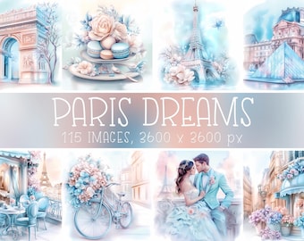 Paris Scrapbook Paper Bundle: Shabby Chic Parisian Prints (Digital Download)