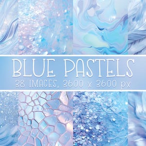 Papiers numériques bleu pastel - Motifs et textures de fond pour le scrapbooking, couvertures, fabrication de cartes, fournitures créatives - Modèles à usage commercial