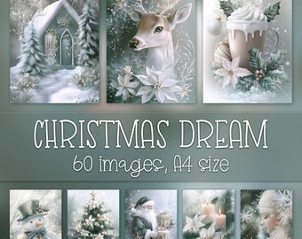 Sage Green Christmas Digital Print Bundle: Modern Holiday Backgrounds for Scrapbooking & Craft Download