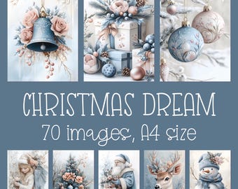 Christmas Digital Paper Bundle: Vintage Junk Journal Pages, Cards, Winter Crafts (Digital Download)