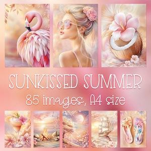 Sunkissed Sommer Scrapbook Paper Kit Urlaub Junk Journal Seiten, druckbare Grußkarten, Wand Kunst Dekorationen, Urlaub Handwerk & Abdeckungen