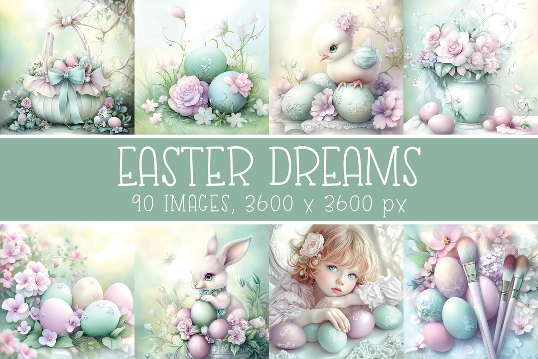 Pastel Easter Digital Paper Bundle for Cards, Scrapbook, Crafts, Junk ...